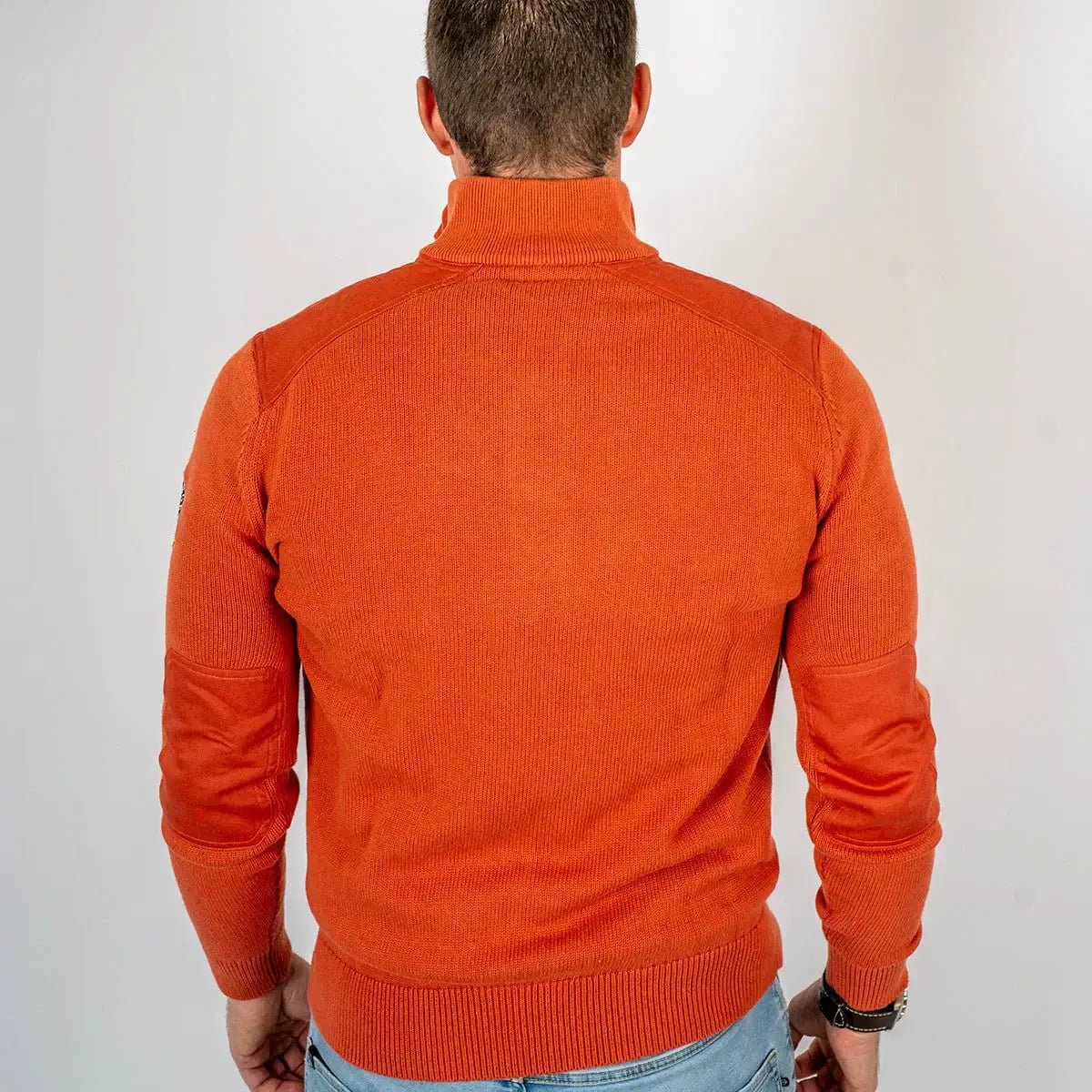Pull camionneur boutonné orange pour hommes BACK to LEGEND (vue de dos)