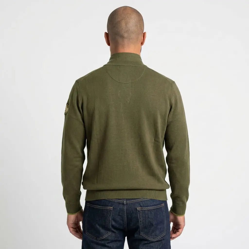 Pull camionneur boutonné kaki pour homme BACK TO LEGEND