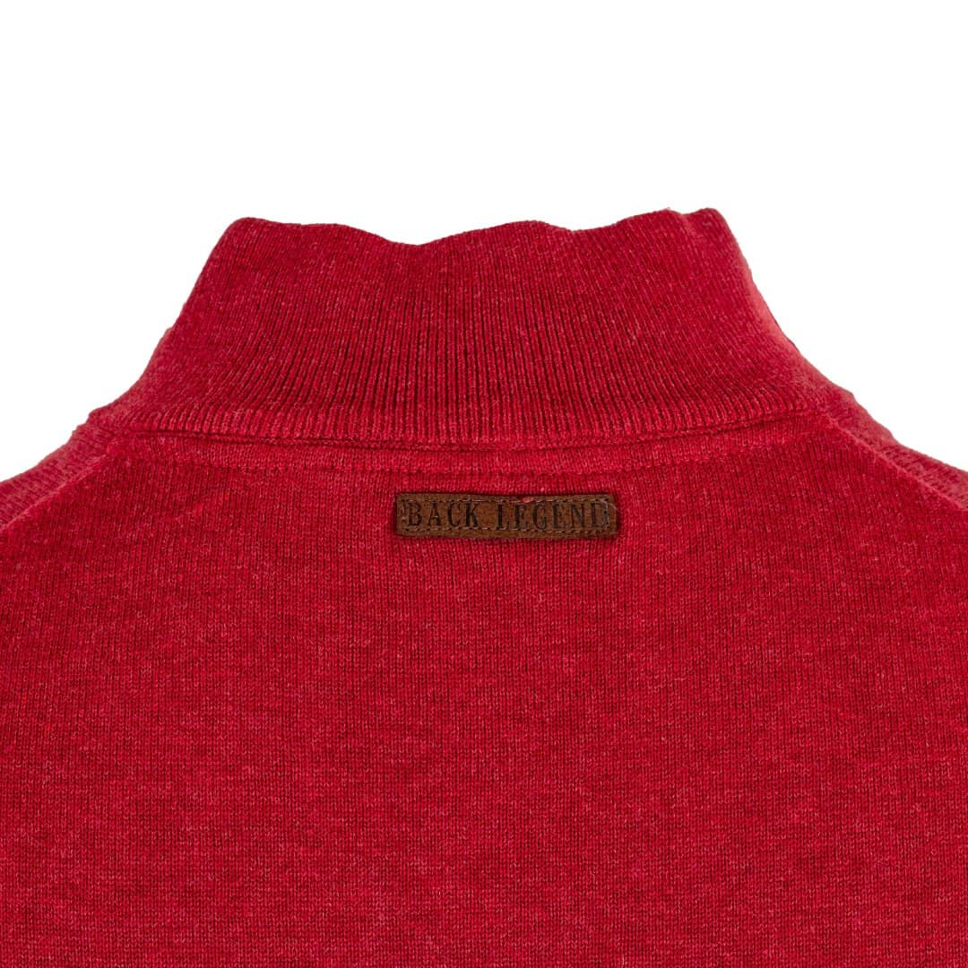 Pull Homme rouge cranberry col camionneur (zoom col arrière)