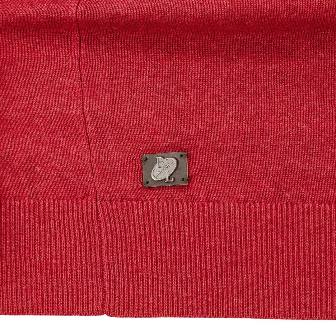 Pull Homme rouge cranberry col camionneur (zoom signature BL)