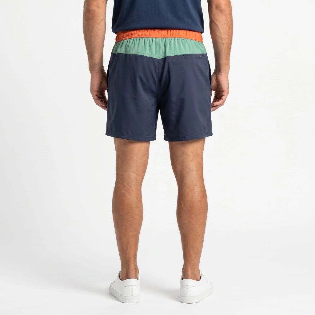 Short de bain BACK TO LEGEND tricolore vert/marine/orange pour homme