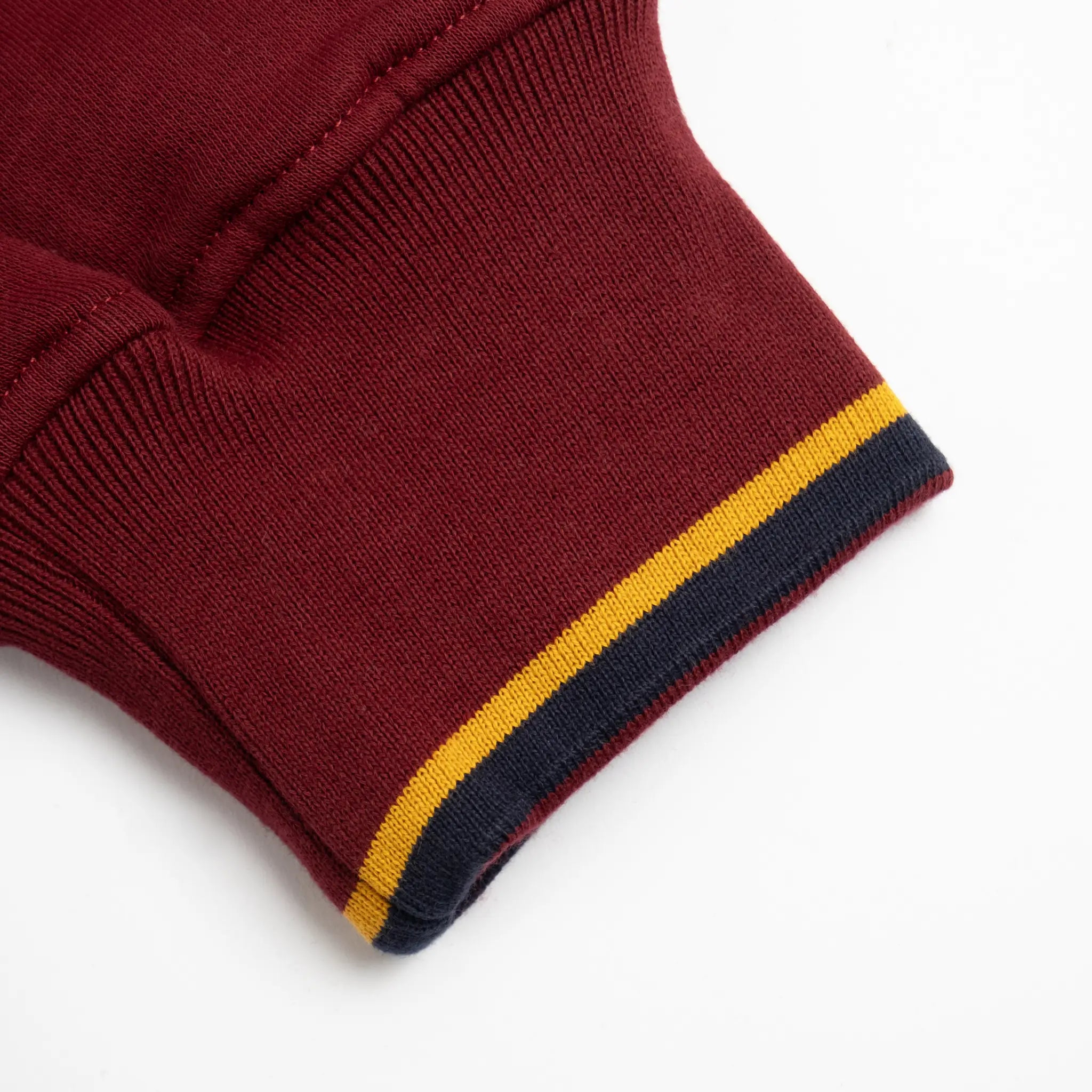 Sweat à capuche bordeaux full zip pour homme BACK TO LEGEND (zoom bord de manche rayé)