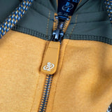 Sweat à capuche jaune full zip pour homme BACK to LEGEND (détails de finition)