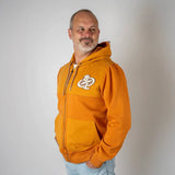 Sweat à capuche ocre en molleton gratté bi matière - BACK to LEGEND