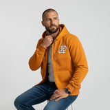 Sweat à capuche ocre en molleton gratté bi matière BACK to LEGEND