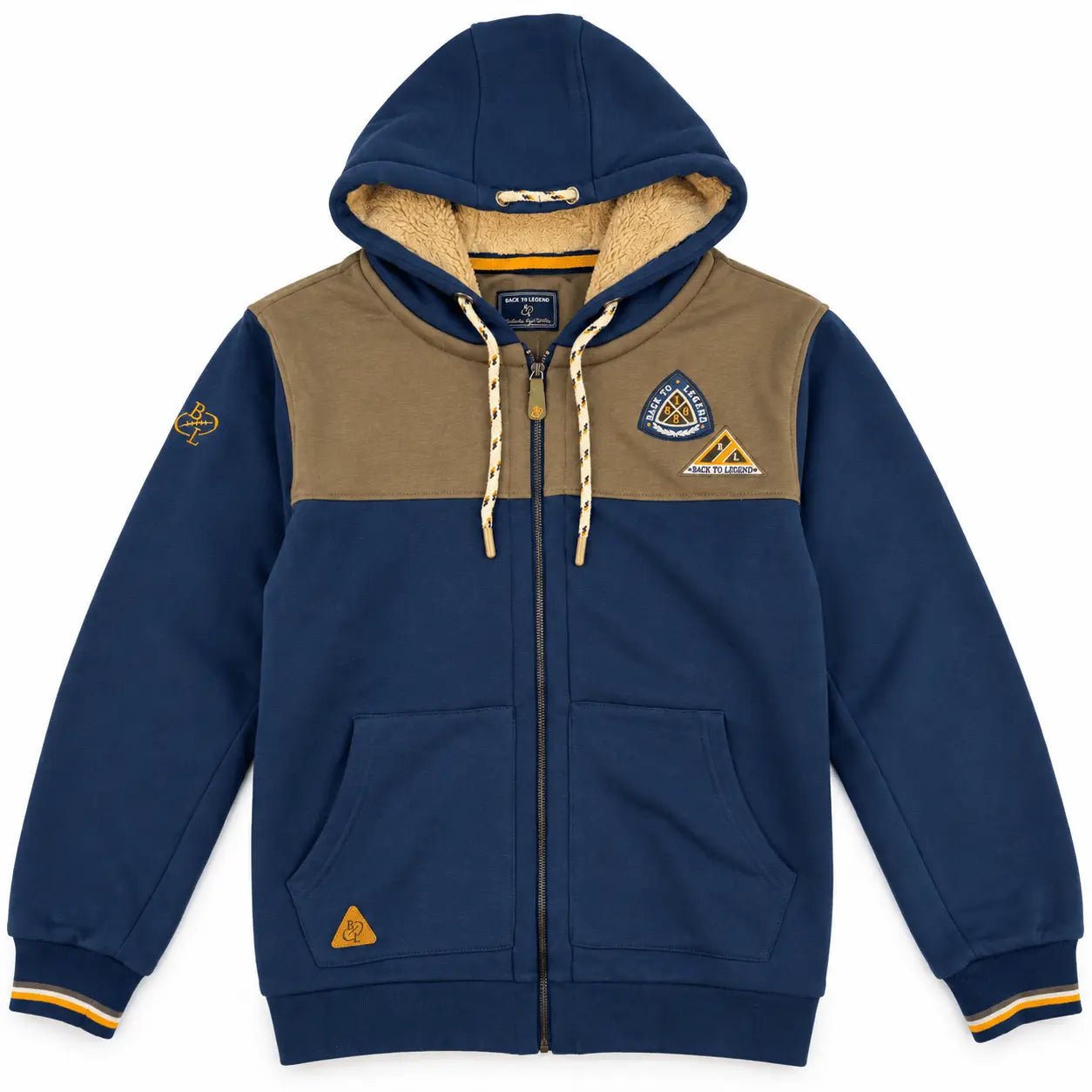 Sweat a capuche bicolore zippé doublé polaire BACK TO LEGEND (vue de face)