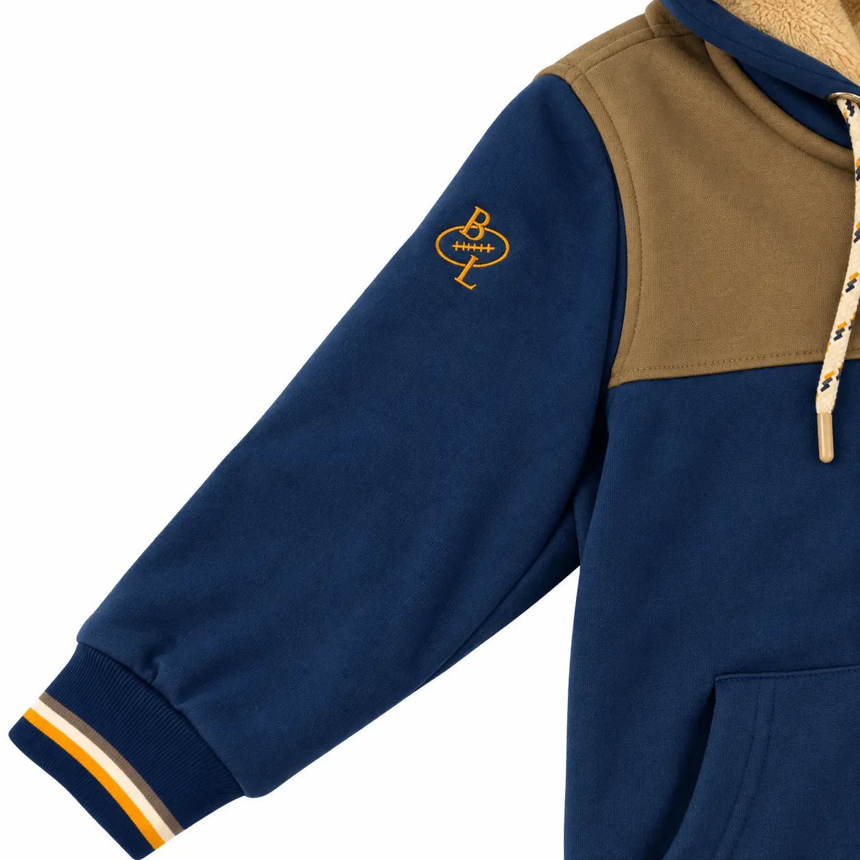 Sweat a capuche bicolore zippé doublé polaire BACK TO LEGEND (zoom manche)
