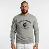 Sweat homme col rond gris chiné BACK TO LEGEND