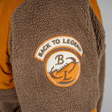 Sweat full-zip bimatière polaire orange et marron Back to Legend (zoom broderie sur la manche)