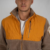 Sweat full-zip bimatière polaire orange et marron Back to Legend (zoom poitrine)