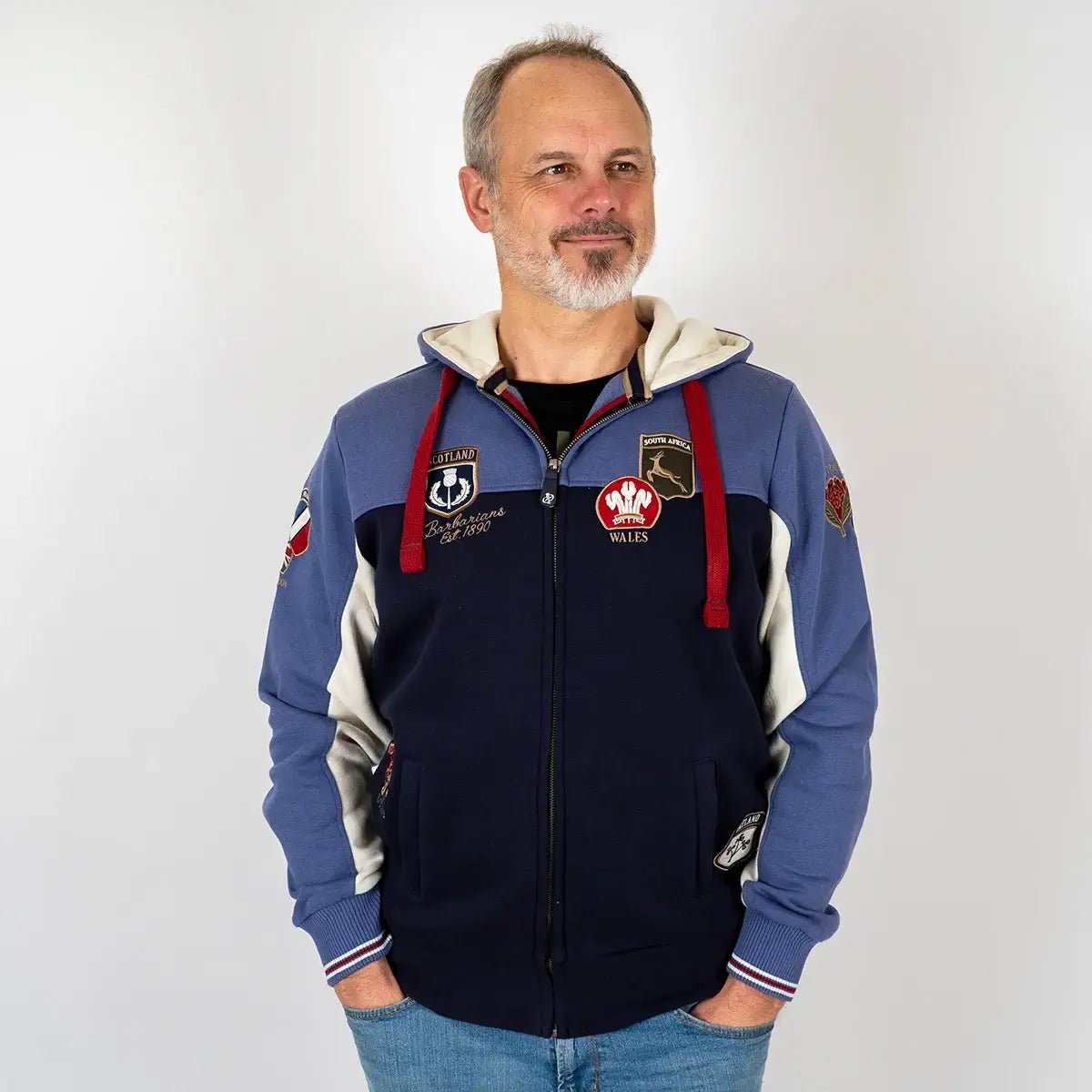 Sweat full zip à capuche Barbarians multi-nations BACK to LEGEND