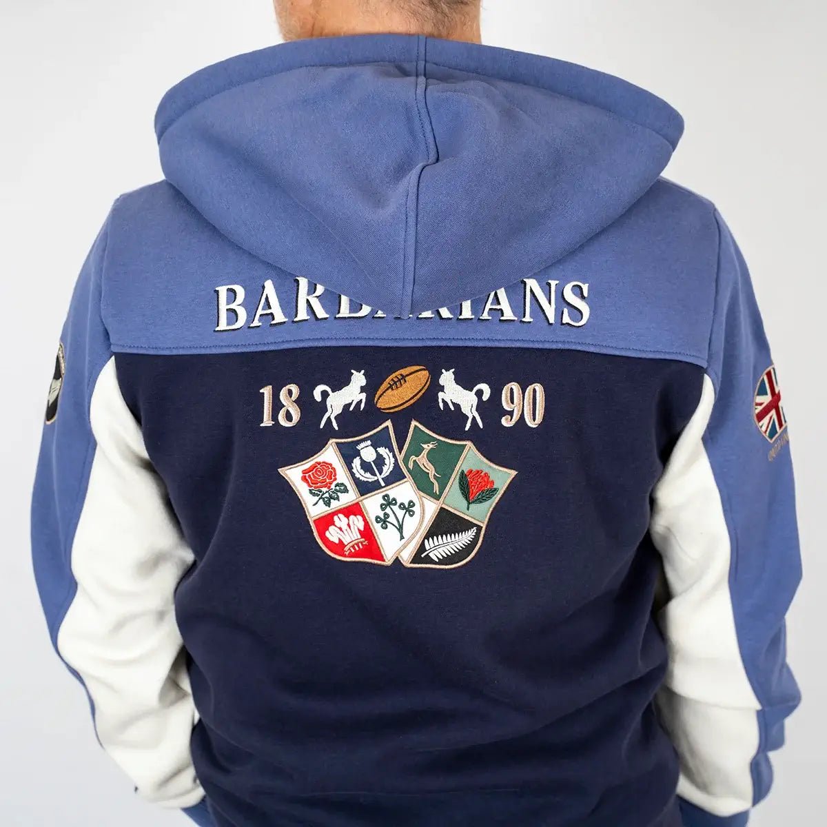 Sweat full zip à capuche Barbarians multi-nations BACK to LEGEND (vue de dos)