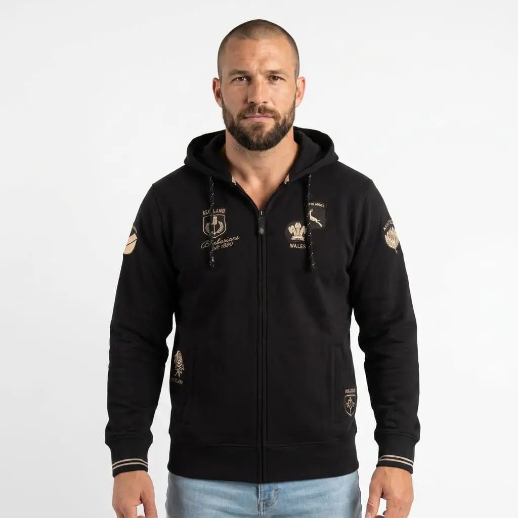 Sweat zippé noir à capuche Barbarians multi-nation BACK TO LEGEND