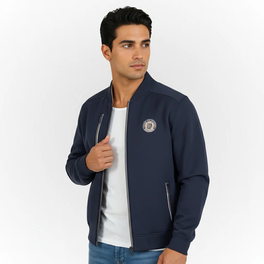 Sweat zippé bleu marine en néoprène BACK to LEGEND