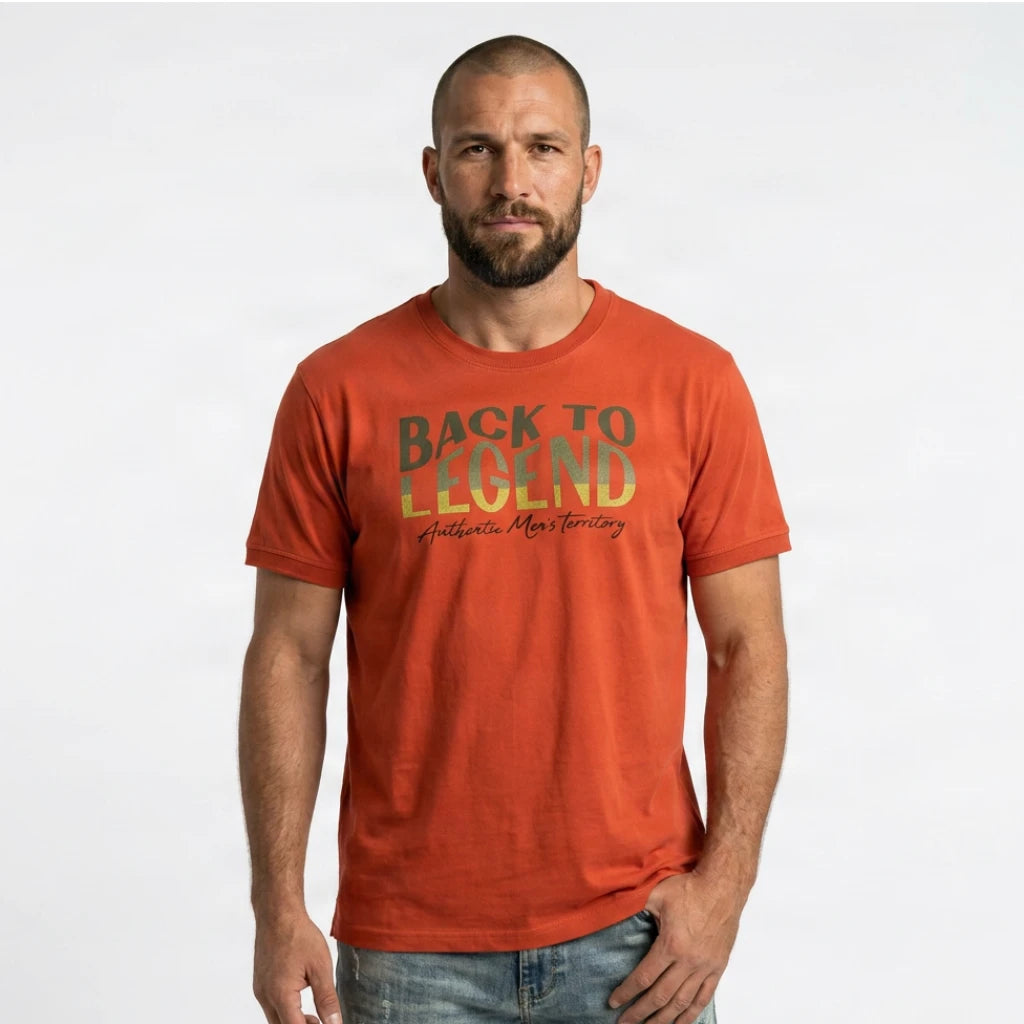 T-shirt orange à col rond pour homme BACK TO LEGEND
