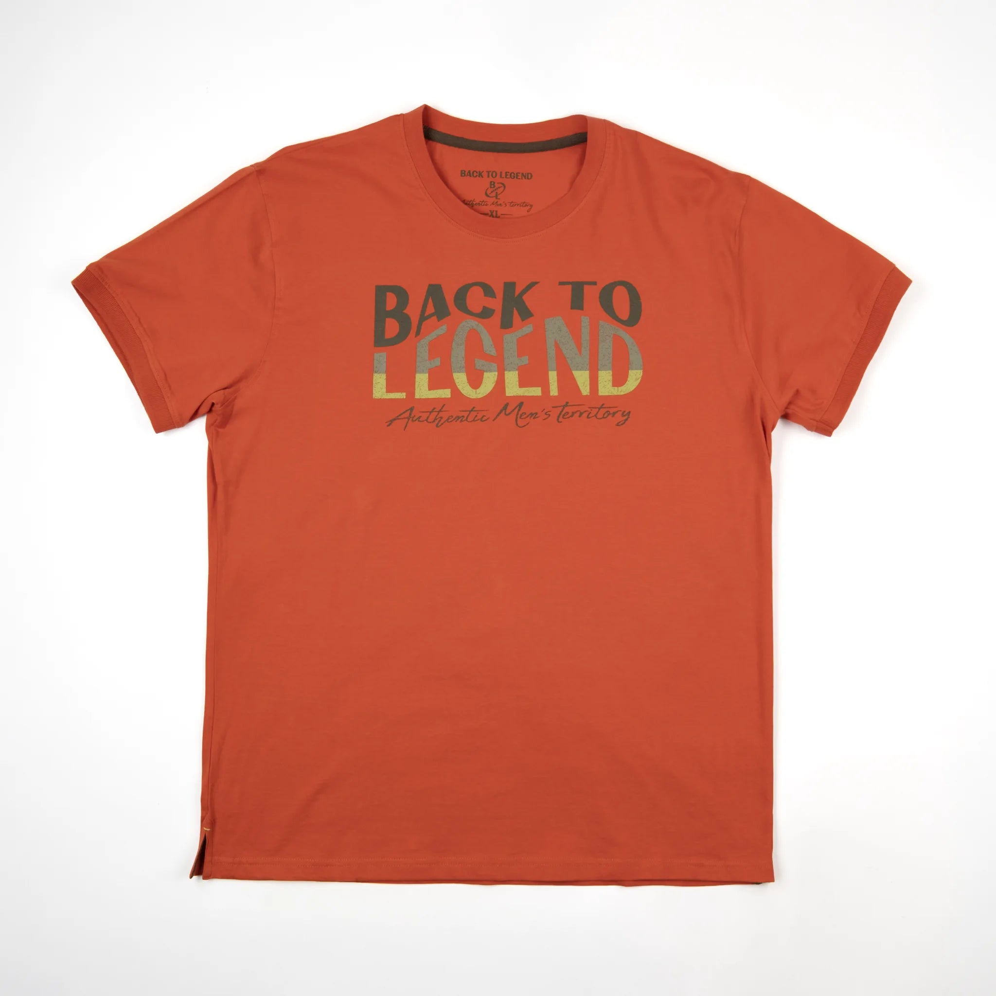 T-shirt orange à col rond pour homme BACK TO LEGEND (vêtement à plat de face)