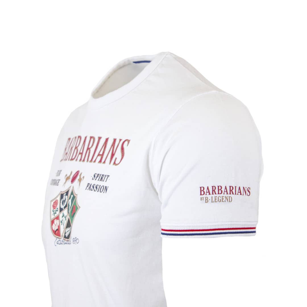 T-shirt blanc Barbarians ANGLETERRE (Profil gauche)