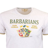 T-shirt blanc cassé  Barbarians AUSTRALIE (Zoom col et poitrine)