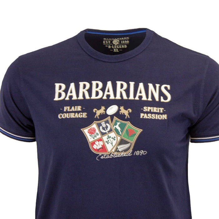 T-shirt bleu marine Barbarians ÉCOSSE (Zoom poitrine)