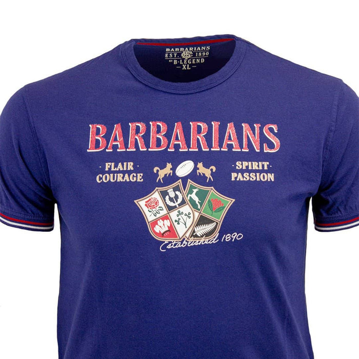 T-shirt bleu Barbarians FRANCE (Zoom poitrine)