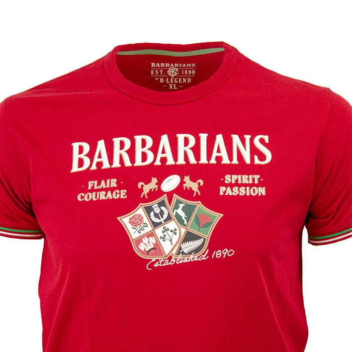 T-shirt rouge Barbarians PAYS DE GALLES (Zoom poitrine)