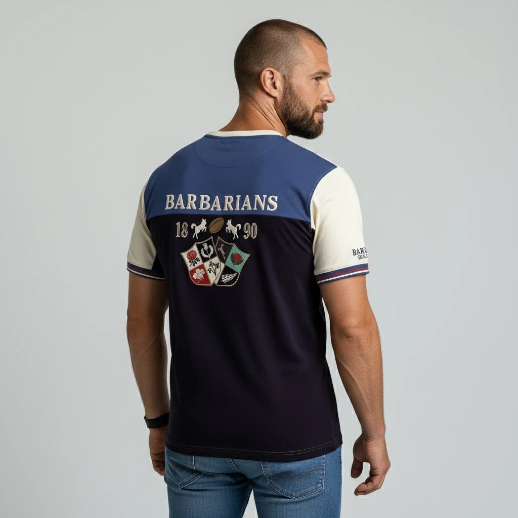 T-shirt rugbywear tricolore Barbarians by  BACK to LEGEND (vue de dos)