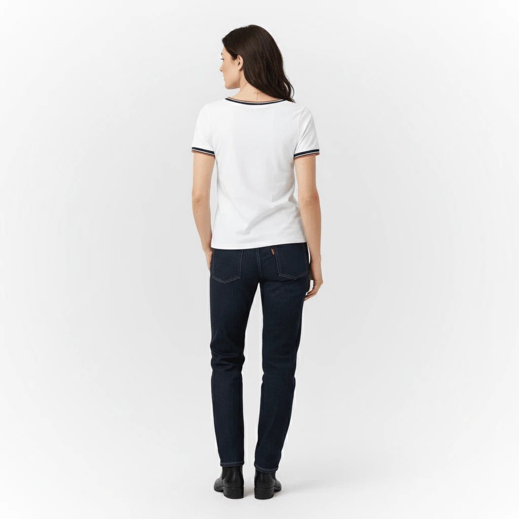 T-shirt femme blanc col en V Blacks Legend