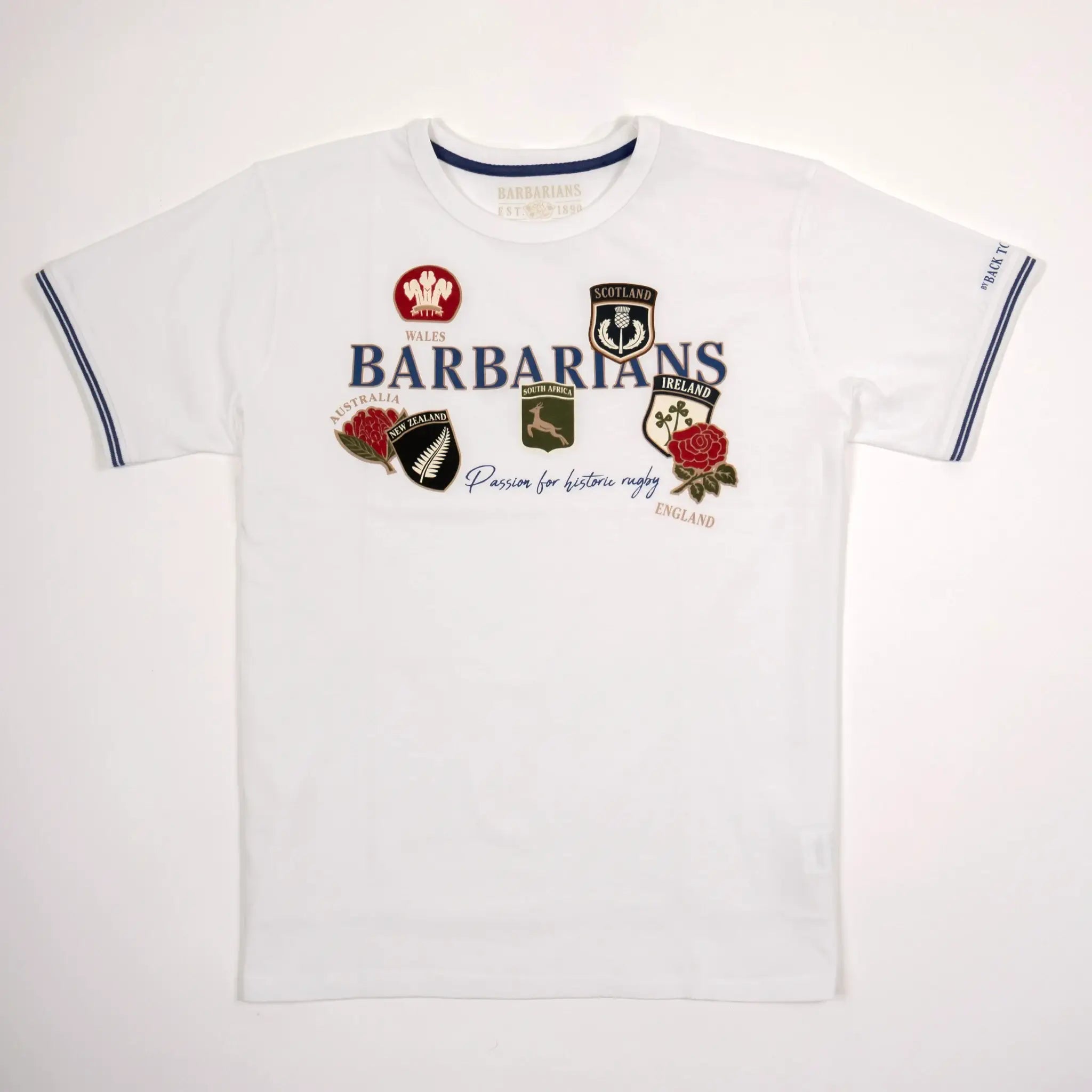 T-shirt blanc col rond Barbarians BACK TO LEGEND (vêtement à plat de face)