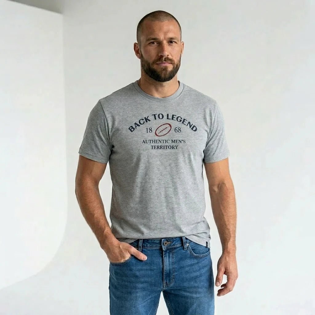 T-shirt homme gris chiné col rond BACK TO LEGEND 