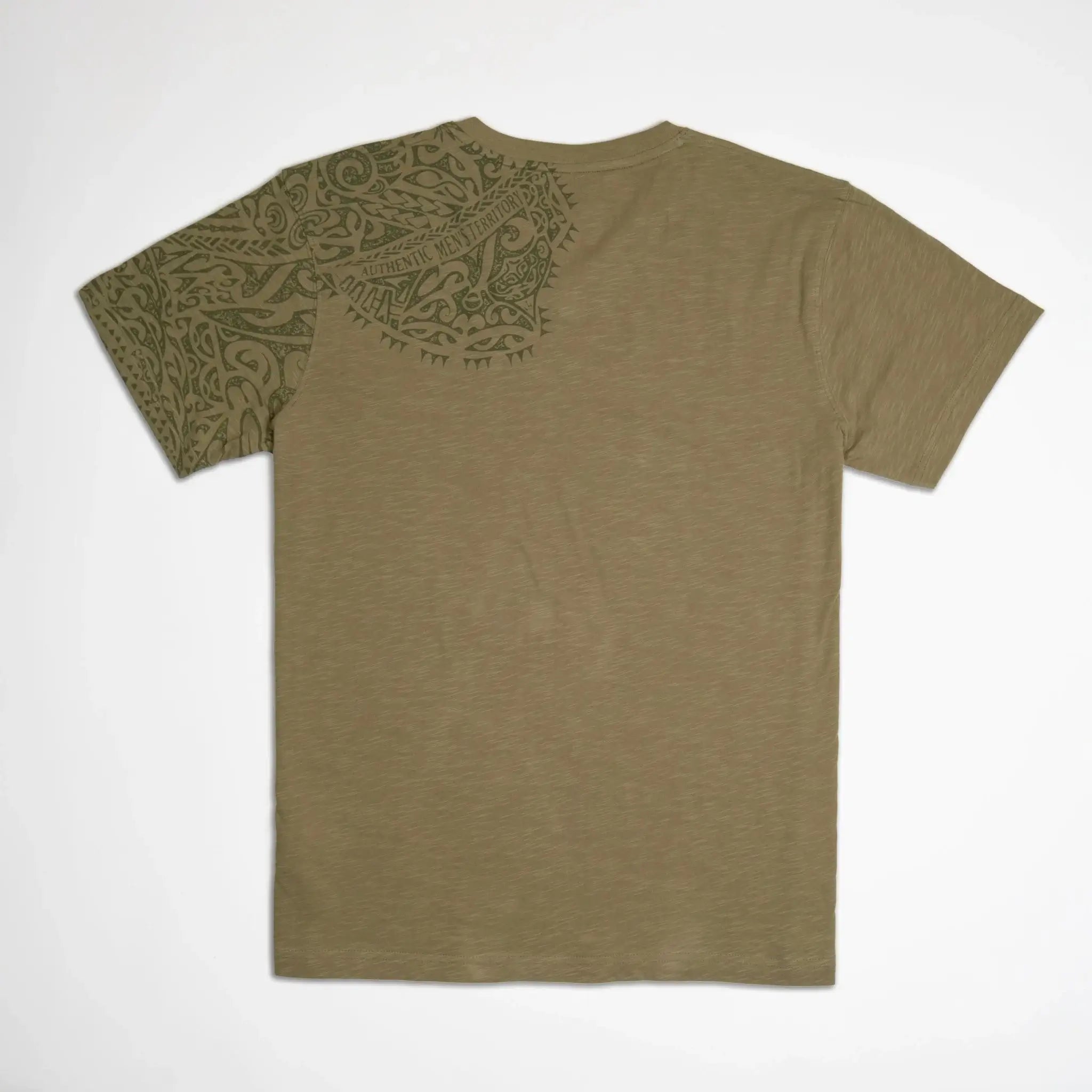 T-shirt maori vert  pour homme col V BACK TO LEGEND (vêtement à plat de dos)