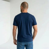 T-shirt bleu marine col V pour homme BACK TO LEGEND