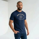 T-shirt bleu marine col V pour homme BACK TO LEGEND