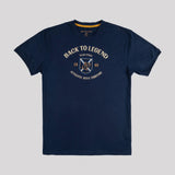 T-shirt bleu marine col V pour homme BACK TO LEGEND (vêtement à plat de face)
