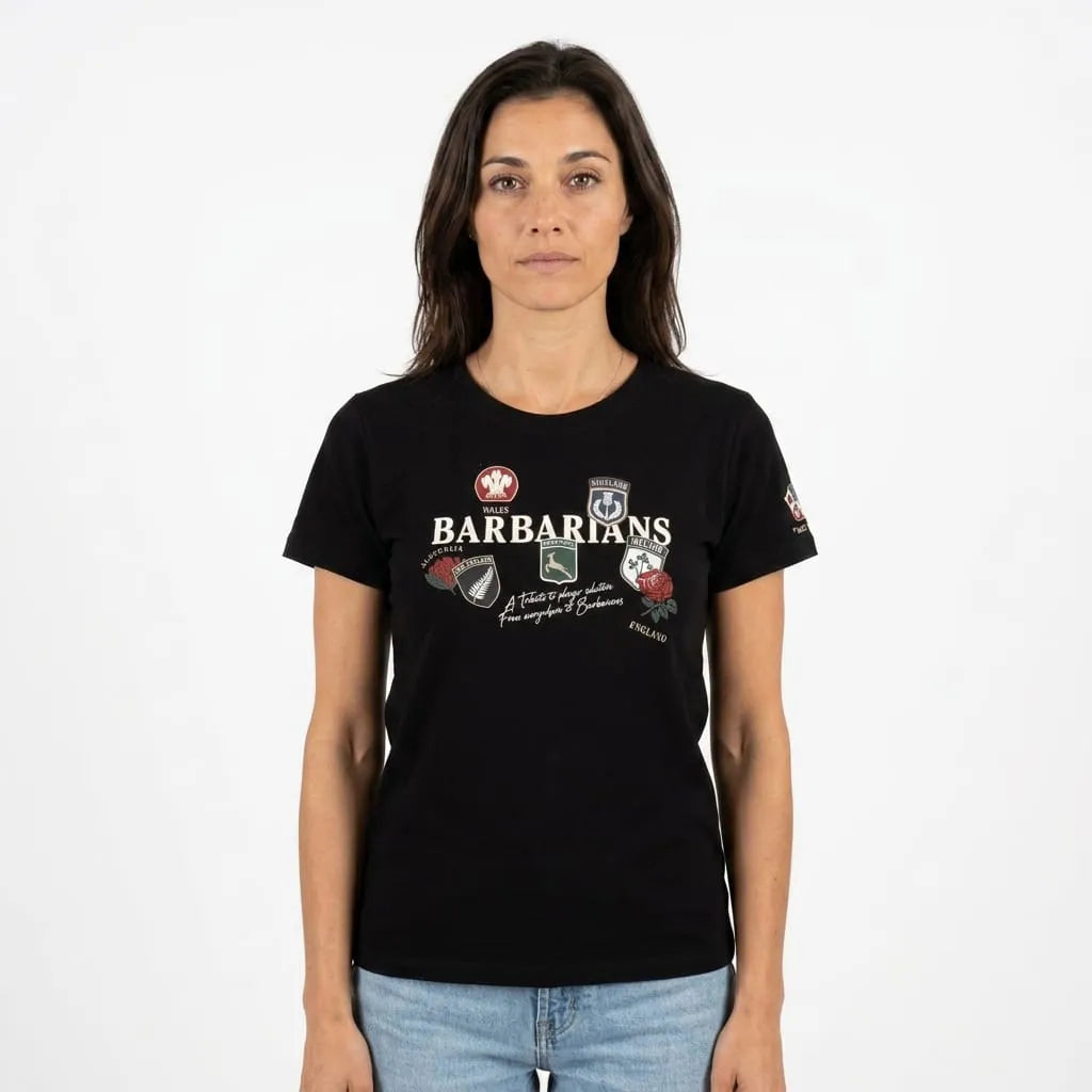 T-shirt Barbarians noir à manches courtes pour femme - BACK TO LEGEND