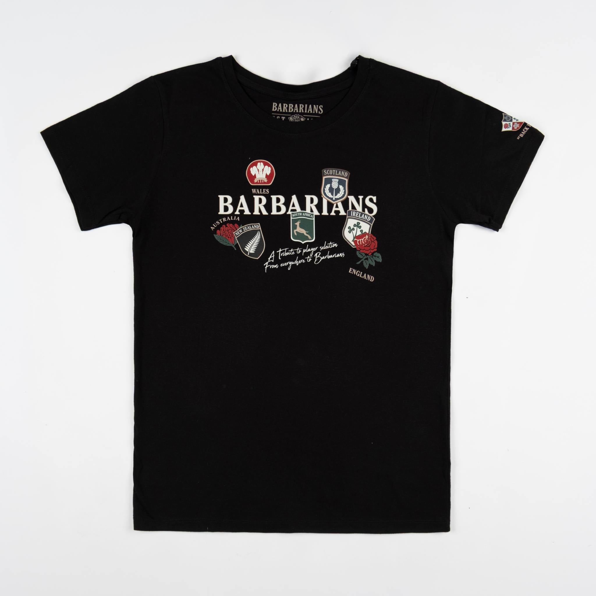 T-shirt Barbarians noir à manches courtes pour femme BACK TO LEGEND (vêtement à plat de face)
