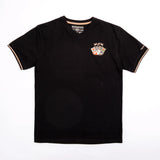 T-shirt noir col V Barbarians BACK TO LEGEND (vêtement à plat de face)