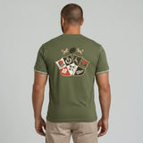 T-shirt vert col rond Barbarians BACK to LEGEND (vue de dos)