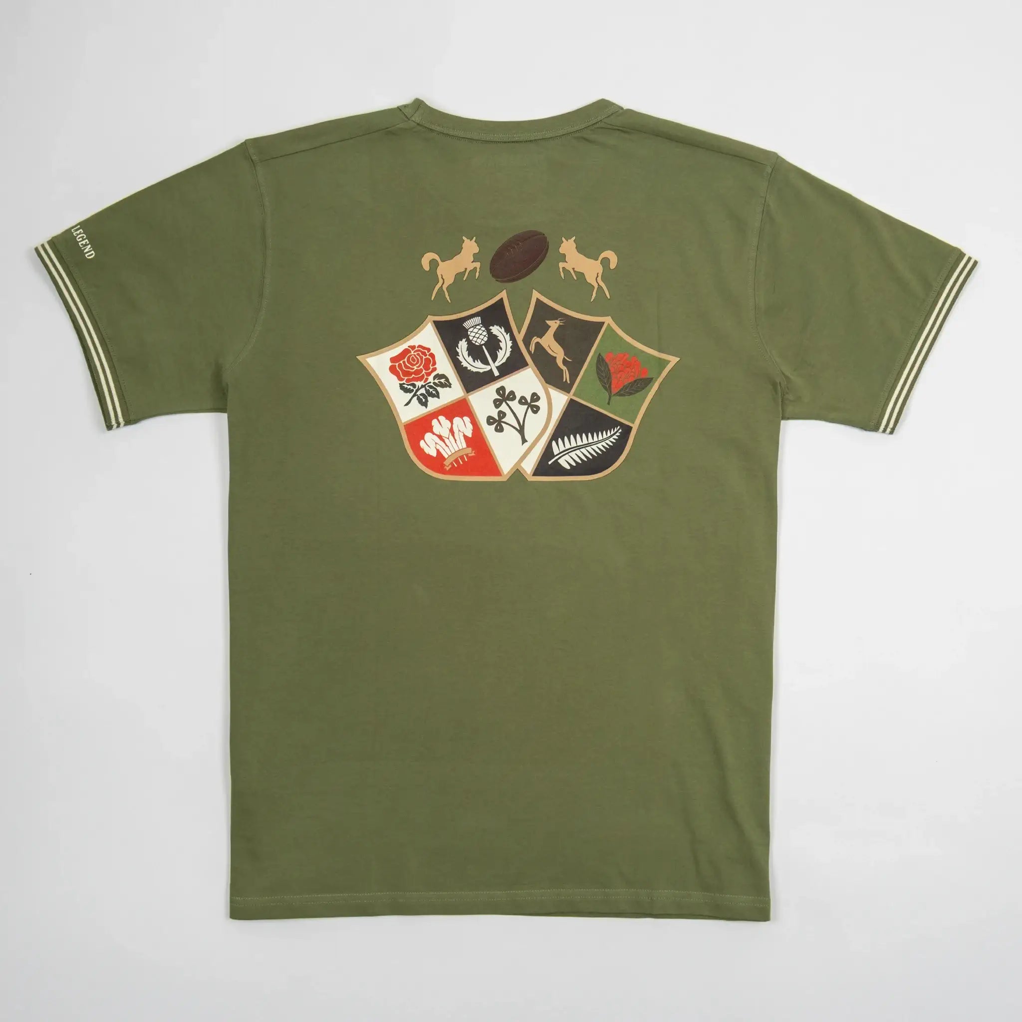 T-shirt vert col rond Barbarians BACK to LEGEND (vêtement à plat de dos)