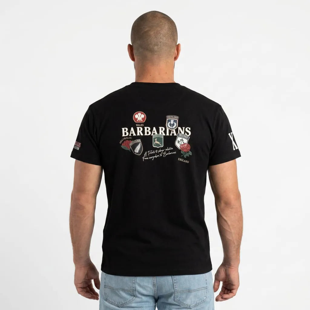 T-shirt manches courtes XV Barbarians noir pour homme - BACK TO LEGEND