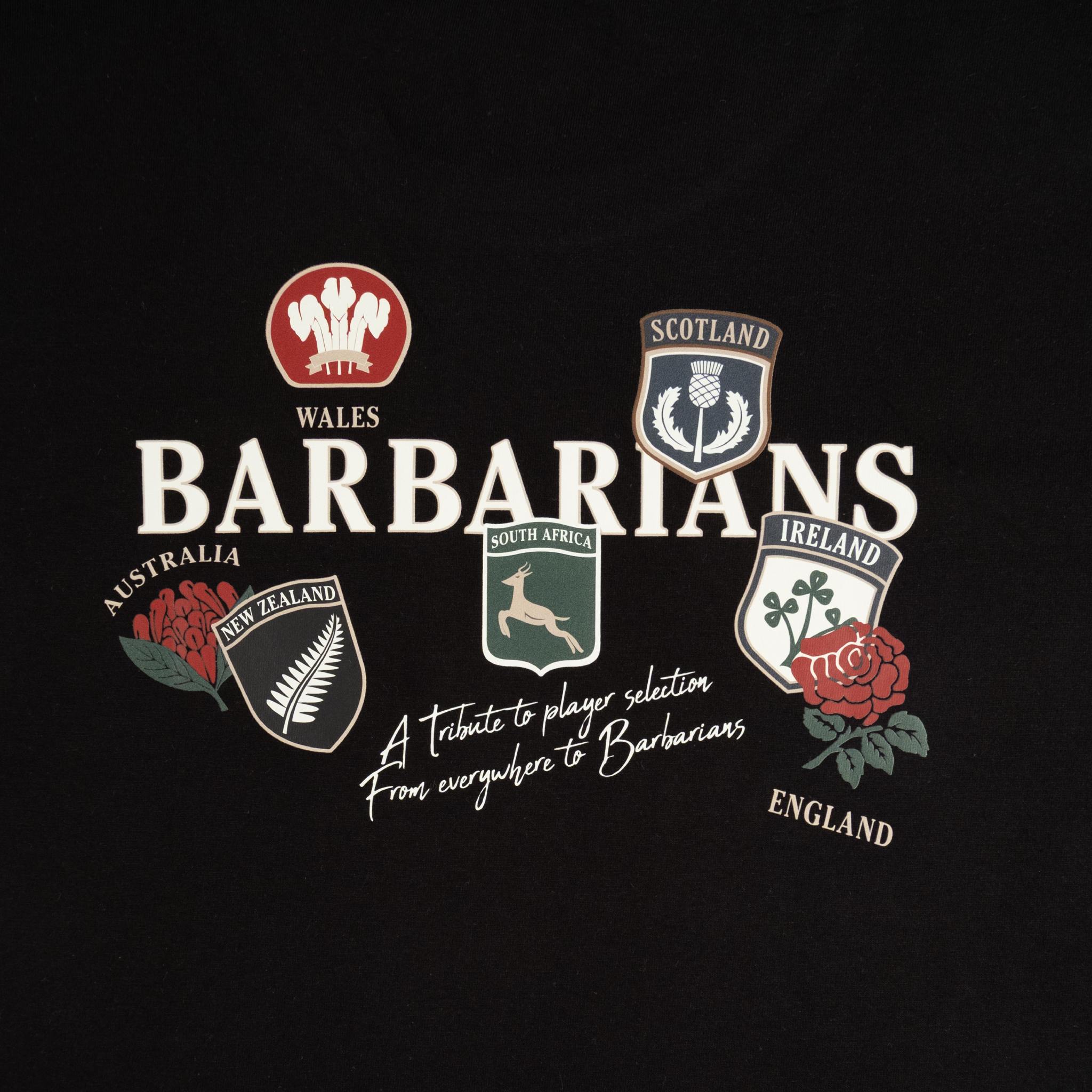 T-shirt manches courtes XV Barbarians noir pour homme BACK TO LEGEND (zoom composition graphique dorsale)