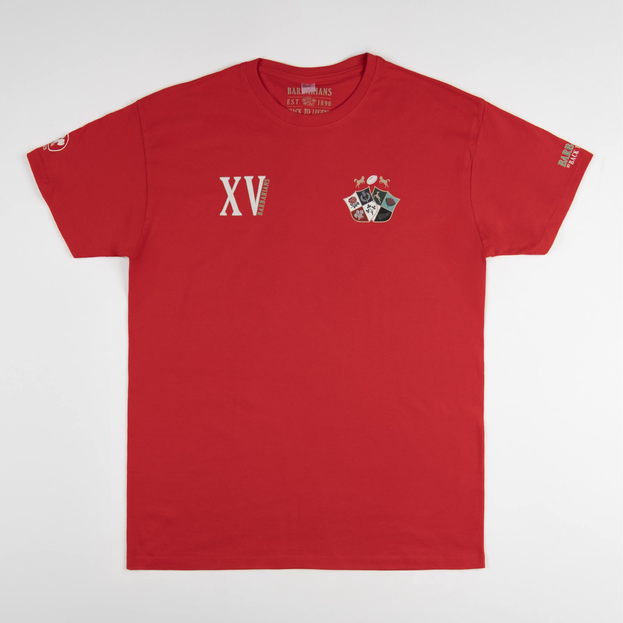 T-shirt manches courtes XV Barbarians rouge pour homme BACK TO LEGEND (vêtement de face)