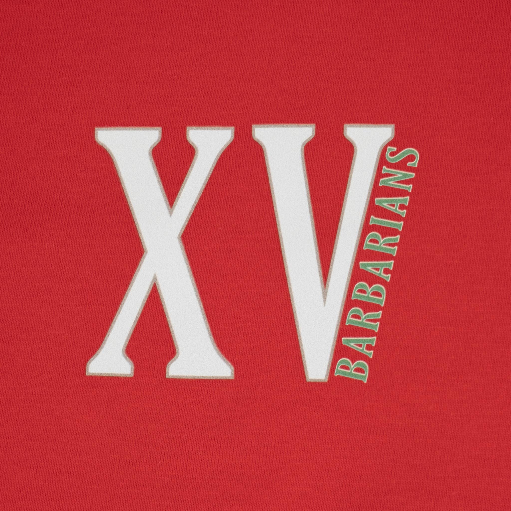 T-shirt manches courtes XV Barbarians rouge pour homme BACK TO LEGEND (zoom flocage n°15 sur la poitrine)