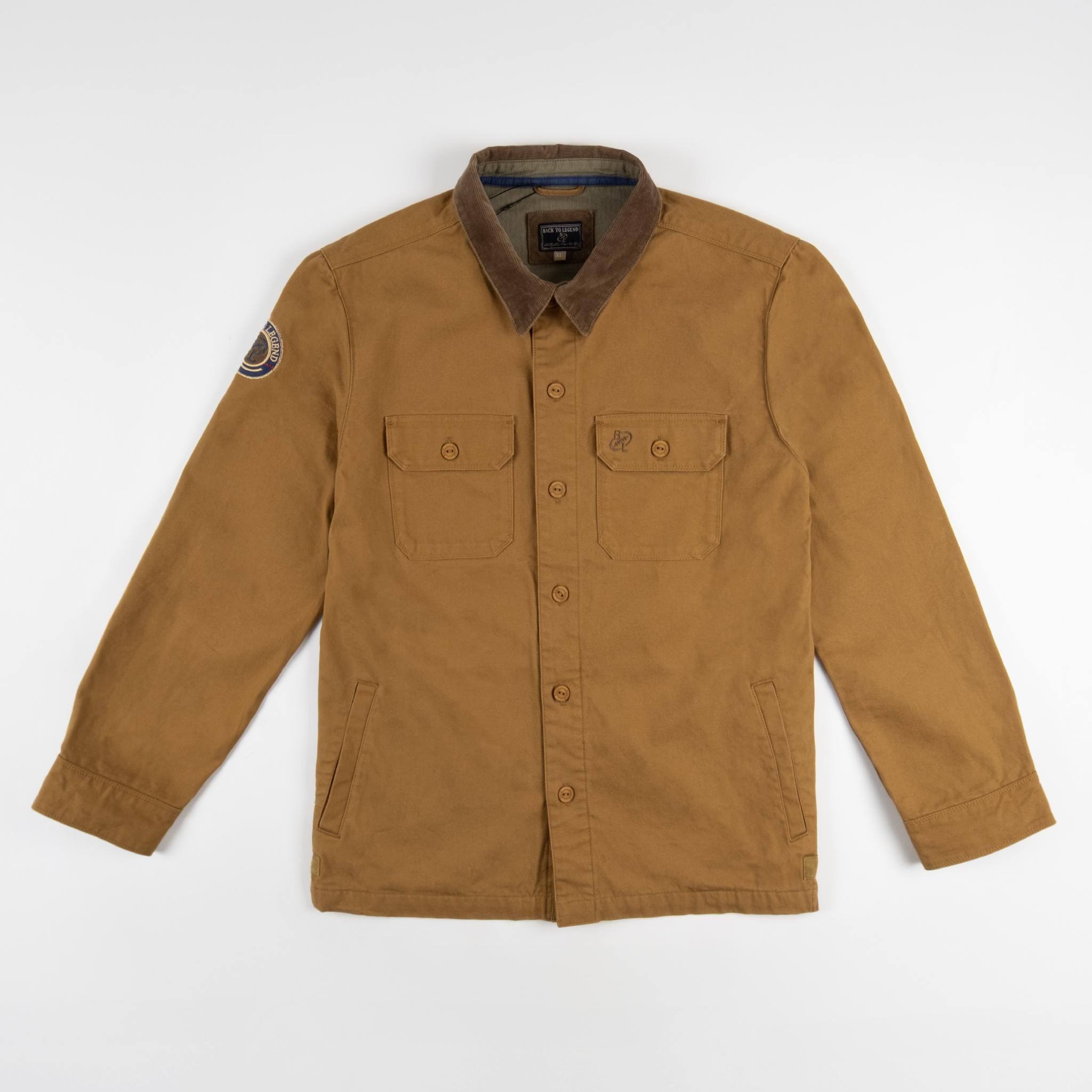 Veste homme en tissu canvas ocre BACK TO LEGEND (vêtement de face)