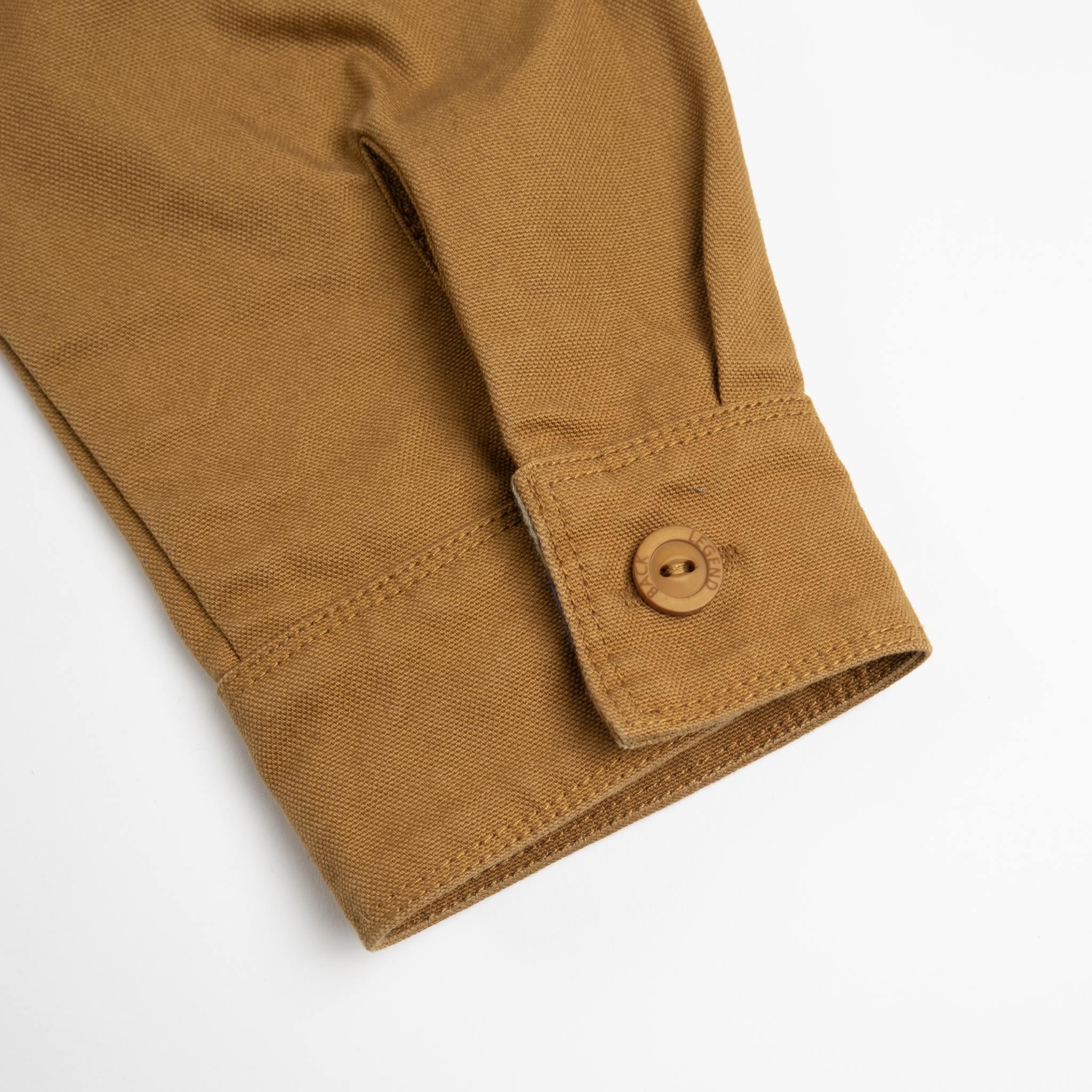 Veste homme en tissu canvas ocre BACK TO LEGEND (zoom bas de manche)