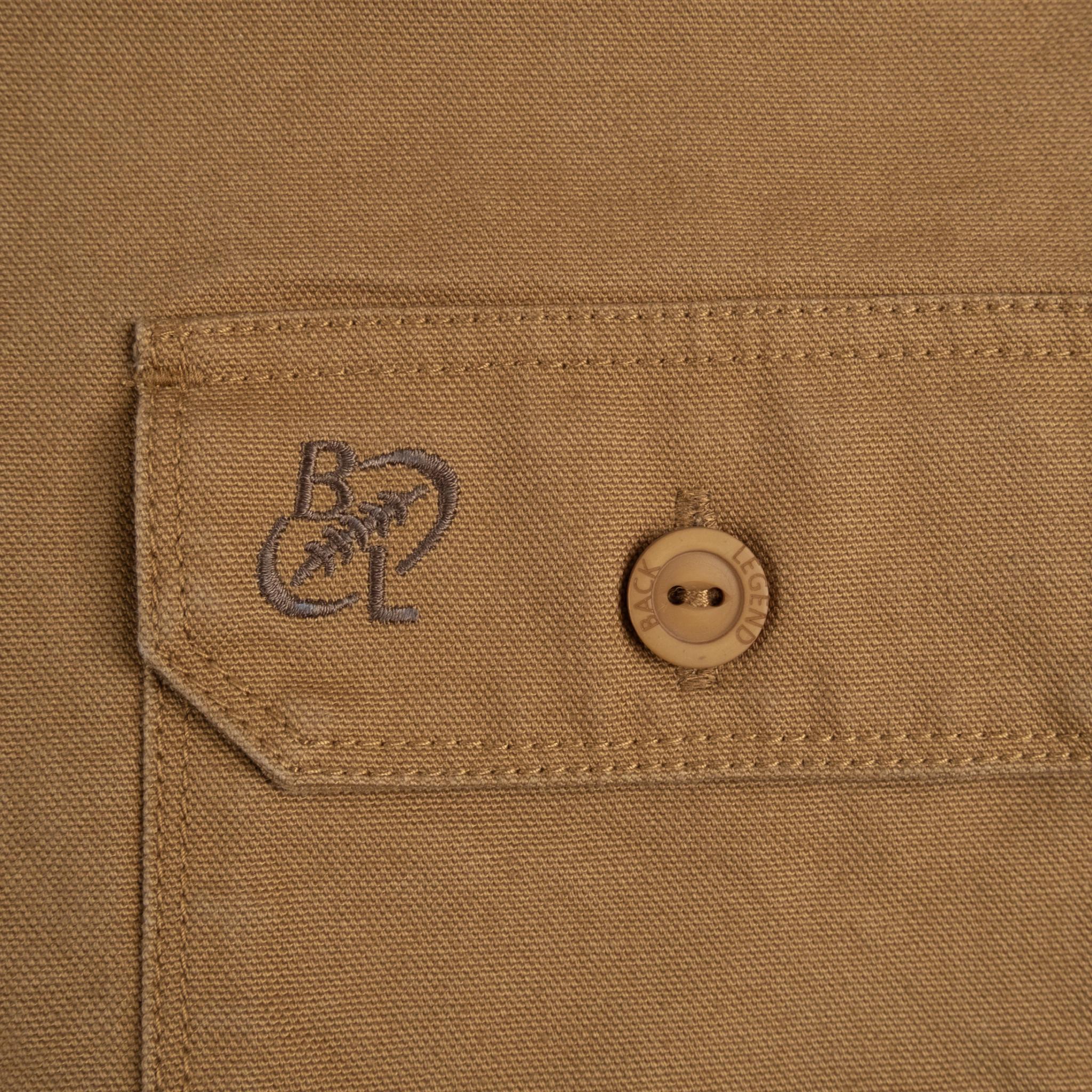 Veste homme en tissu canvas ocre BACK TO LEGEND (zoom poche poitrine)