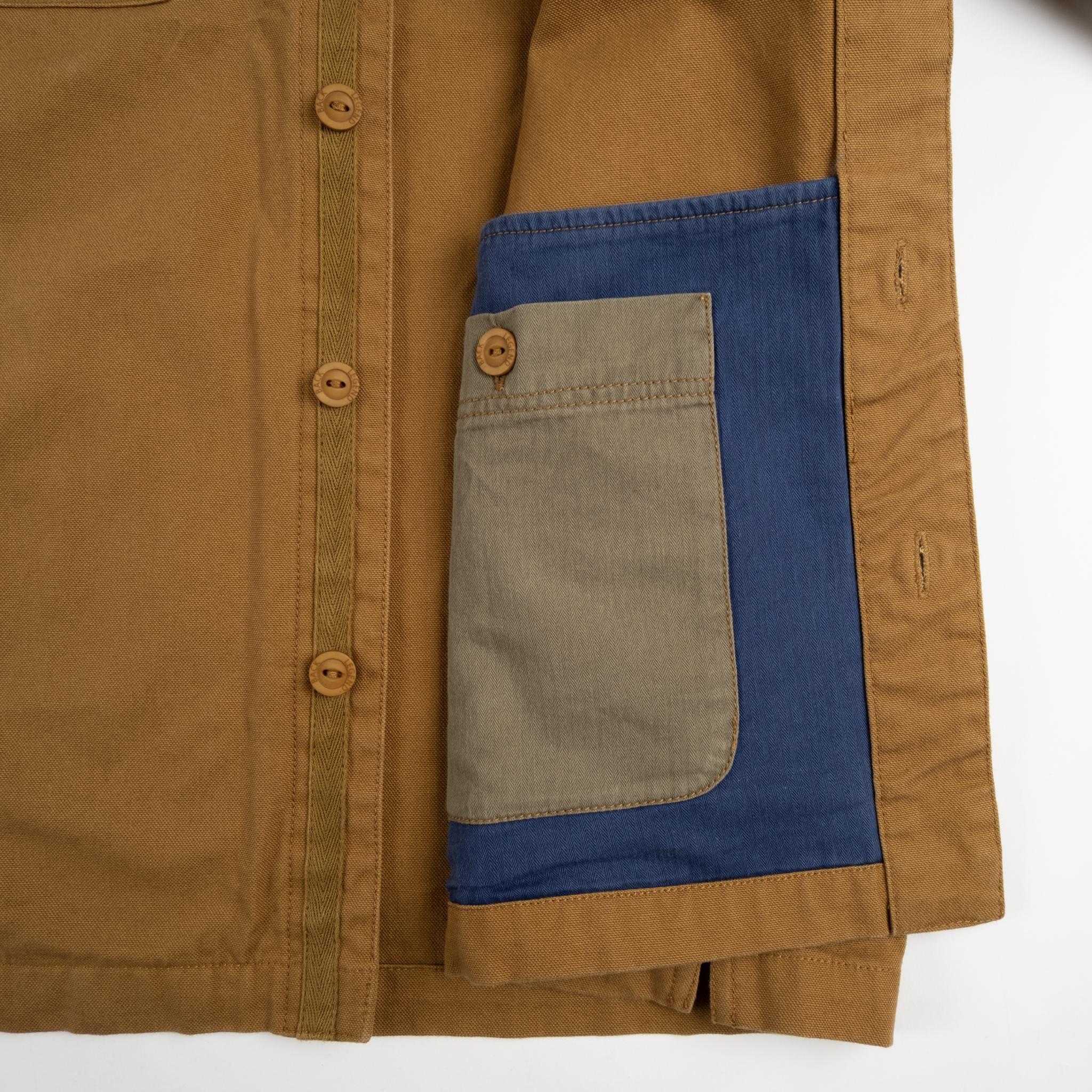 Veste homme en tissu canvas ocre BACK TO LEGEND (zoom poche intérieure)