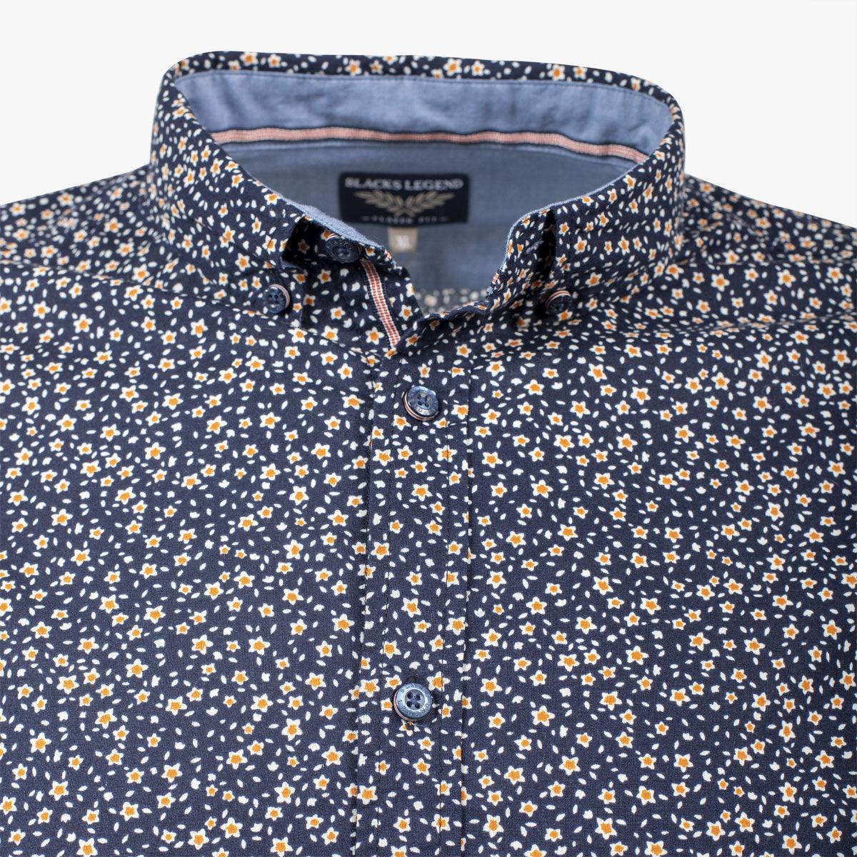 Chemise Homme bleue à petites fleurs (manches longues) – Blacks Legend