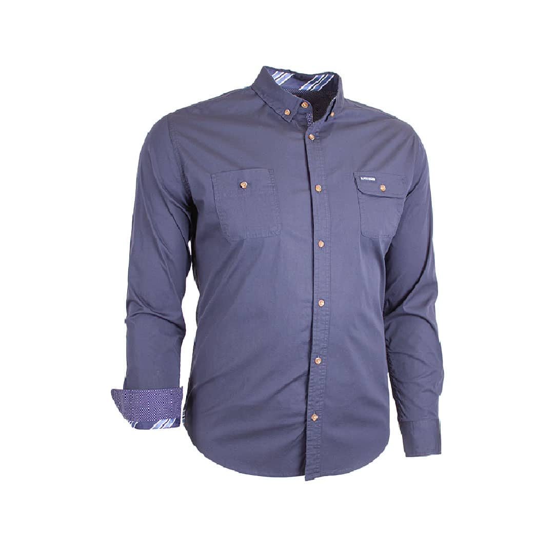 Chemise bleu marine unie à manches longues Blacks Legend