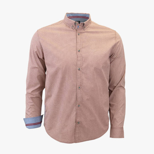 Chemise homme beige à manches longues et motif fantaisie