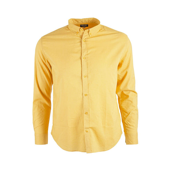 Chemise manches longues rayée en lin JAUNE FONCE pour homme PREMIUM